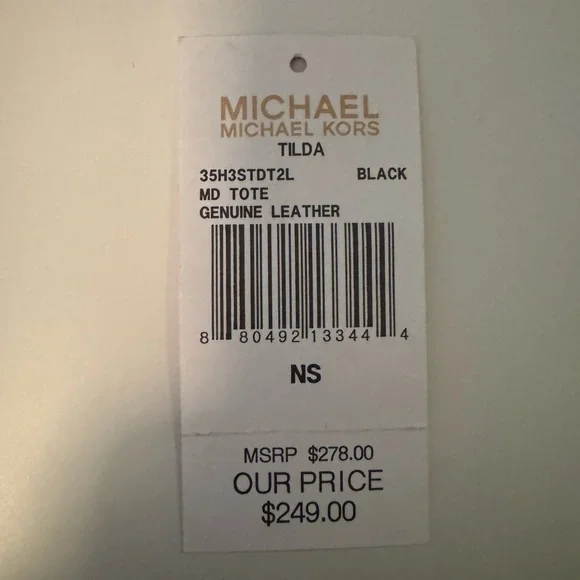 MICHAEL KORS WOMEN’S TILDA SAFFIANO LEATHER MEDIUM TOTE BLACK Used with … - Picture 13 of 16